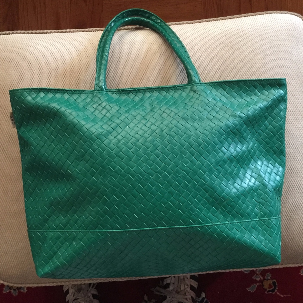 Green Weaved Leather SAC Handbag